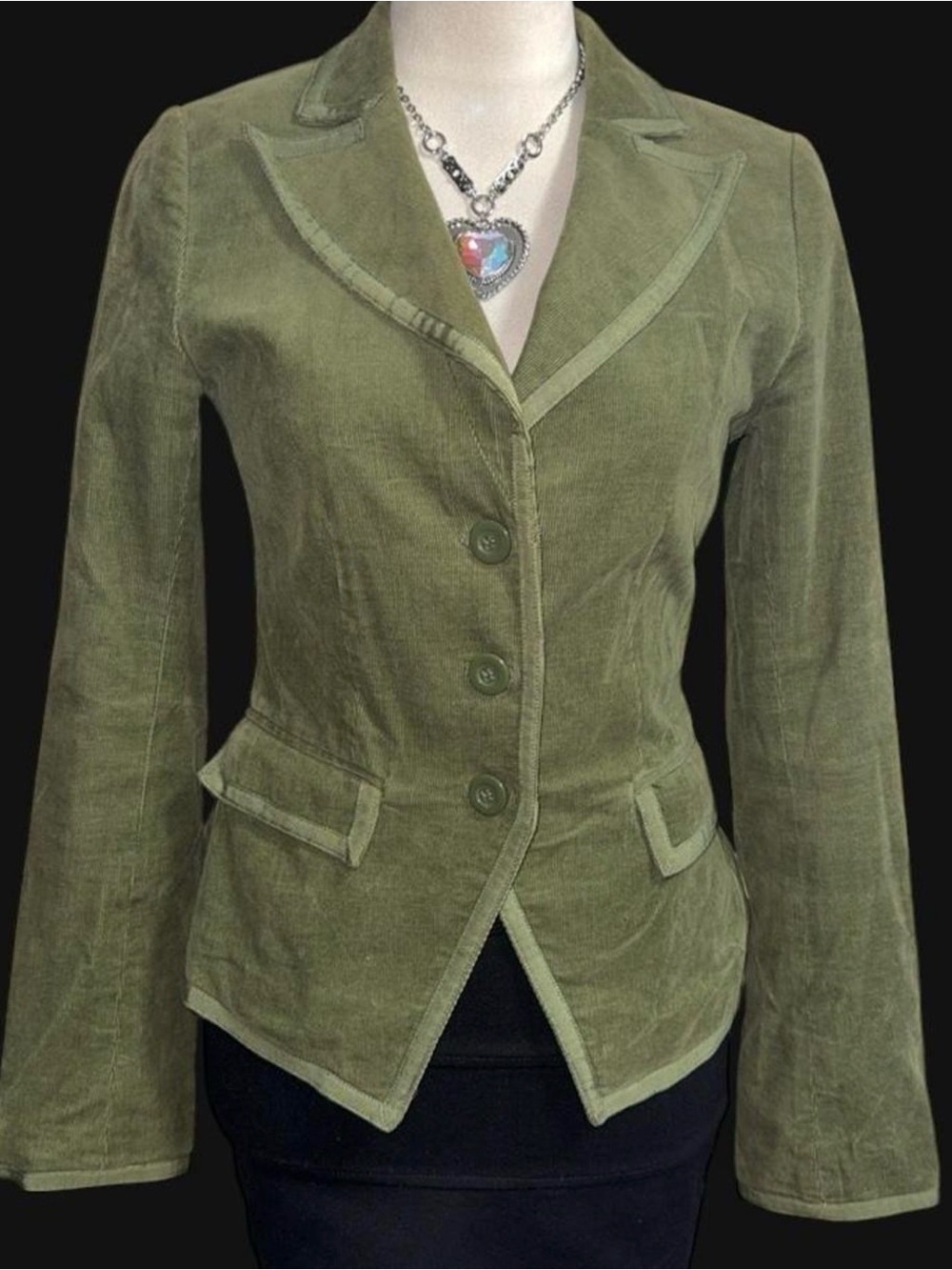 H&M Olive Green Corduroy Tailored Blazer Y2K fall